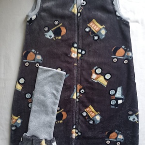 122-128-134-es Őszi téli tipegő hálózsák wellsoft szürke markolós munkagép - Meska.hu