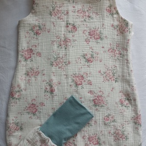 80-86-92-es Muszlin tipegő hálózsák kétrétegű átmeneti - meleg szobába duplagéz romantikusvirágos, Baba - mama, Babaruházat, Tipegőhálózsák, Varrás, MESKA