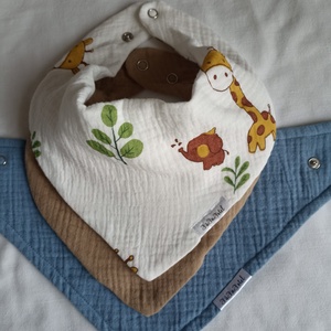 Duplagéz muszlin nyálkendő, patentos sál babasál - baba - mama - babaruházat - nyálkendő - Meska.hu