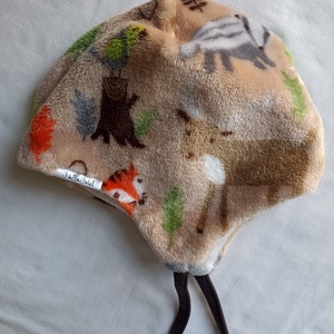 74/80 meleg fülvédős wellsoft babasapka vékony pamutbéléssel megkötővel - ruha & divat - sál, sapka, kendő - sapka & sál szett - Meska.hu