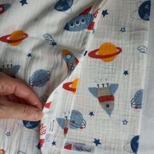 Muszlin párnahuzat IKEA-s 35 x 55 cm-s gyerekpárnához Duplagéz űrhajós - otthon & életmód - lakástextil - párna & párnahuzat - díszpárnahuzat - Meska.hu