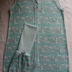 128-134-140-es nyári tipegő hálózsák 24-26 fokba pamut menta zsiráf , Baba - mama, Babaruházat, Tipegőhálózsák, Varrás, MESKA