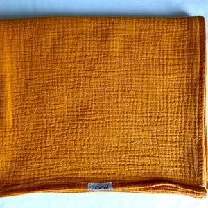 Nyári muszlin kánikula ovistakaró duplagéz gyerektakaró 100x130 cm mustár - Meska.hu