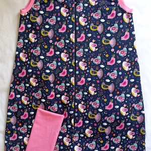 134-140-146-os Nyári tipegő hálózsák pamut sötétkék madárkás, Baba - mama, Babaruházat, Tipegőhálózsák, Varrás, MESKA