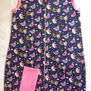 140-146-152-es Nyári tipegő hálózsák pamut sötétkék madrákás - baba - mama - babaruházat - tipegőhálózsák - Meska.hu