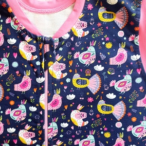 140-146-152-es Nyári tipegő hálózsák pamut sötétkék madrákás - Meska.hu