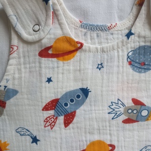 74-80-86 nyári tipegő hálózsák duplagéz pamut űrhajós - baba - mama - babaruházat - tipegőhálózsák - Meska.hu