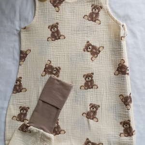 80-86-92-es nyári muszlin tipegő hálózsák duplagéz macis, Baba - mama, Babaruházat, Tipegőhálózsák, Varrás, MESKA