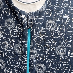 134-140-146-os Tavaszi tipegő hálózsák átmenti pamut sötétkék állatos - baba - mama - babaruházat - tipegőhálózsák - Meska.hu