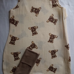 92-98-104-es Nyári muszlin tipegő hálózsák duplagéz macis - Meska.hu