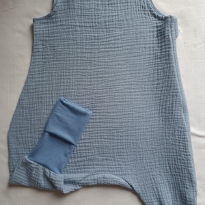 62-68-74 Nyári muszlin tipegő hálózsák duplagéz farmerkék - Meska.hu