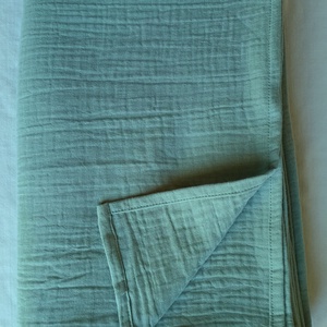 Nyári kánikula duplagéz felnőtt takaró muszlin 140x190 cm zsálya - otthon & életmód - lakástextil - felnőtt takaró, pléd - Meska.hu