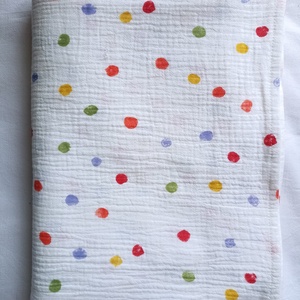 Nyári muszlin kánikula ovistakaró duplagéz gyerektakaró 100x130 cm színes pöttyös - baba - mama - baba ágynemű - babatakaró, gyerek pléd - Meska.hu