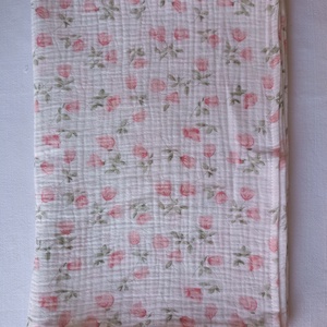 Nyári muszlin babatakaró kánikula duplagéz gyerektakaró 70x90 cm rózsa virág - Meska.hu