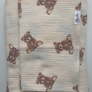 Muszlin gyerekágynemű szett: takaró + párnahuzat oviba KÉTRÉTEGŰ duplagéz gyerektakaró 130x140 cm macis - Meska.hu