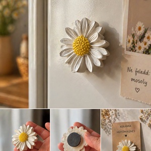 Hűtőmágnes Margaréta alakú 6cm átmérőjű  - Meska.hu