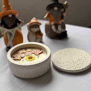 Sütőtök illatú szójaviasz gyertya kőhatású kerámiában fedővel  - otthon & életmód - gyertya, illat, aroma - gyertya - Meska.hu