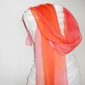 Selyem-chiffon stóla  színátmenetes 190x95cm korall színű -  - Meska.hu