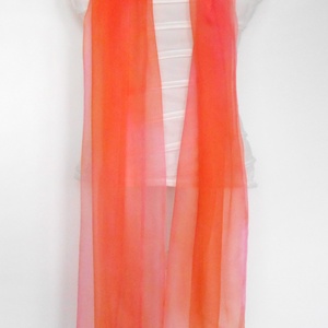 Selyem-chiffon stóla  színátmenetes 190x95cm korall színű -  - Meska.hu
