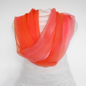 Selyem-chiffon stóla  színátmenetes 190x95cm korall színű -  - Meska.hu
