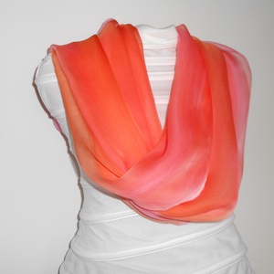 Selyem-chiffon stóla  színátmenetes 190x95cm korall színű -  - Meska.hu