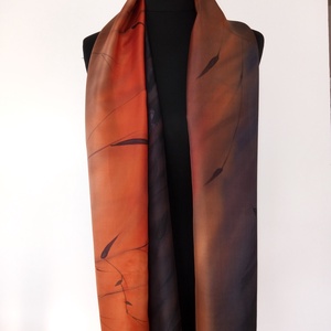 Fekete-aranybarna nagyméretű (180cmx45cm) uniszex ,  jó minőségű selyem sál - ruha & divat - sál, sapka, kendő - sál - Meska.hu
