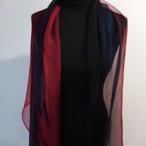 Nagy méretű bordó-vörös-fekete árnyalatú chiffon szövésű,  könnyed selyem stóla  (180x90cm) - ruha & divat - sál, sapka, kendő - sál - Meska.hu