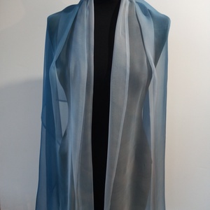 szürkés-kék árnyalatú chiffon szövésű,  könnyed selyem sál selyem  (172x72cm ) - ruha & divat - sál, sapka, kendő - sál - Meska.hu