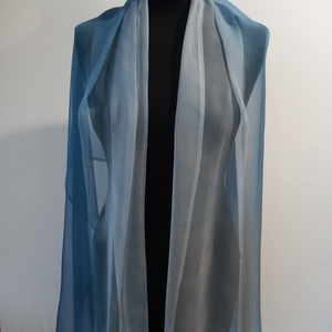 szürkés-kék árnyalatú chiffon szövésű,  könnyed selyem sál selyem  (172x72cm ) - ruha & divat - sál, sapka, kendő - sál - Meska.hu