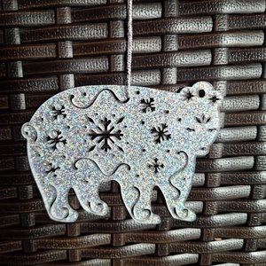 Ezüst színű karácsonyi dísz (maci), Karácsony, Karácsonyi lakásdekoráció, Karácsonyfadíszek, , MESKA