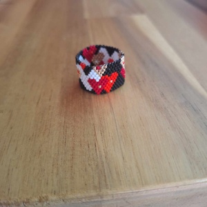 Szívecskés gyűrű, Ékszer, Gyűrű, Gyöngyös gyűrű, Gyöngyfűzés, gyöngyhímzés, Ékszerkészítés, MESKA