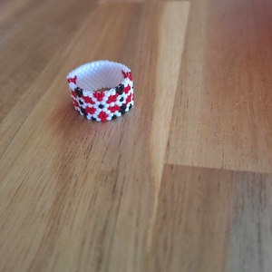 Gyűrű szőttes mintával, Ékszer, Gyűrű, Gyöngyös gyűrű, Gyöngyfűzés, gyöngyhímzés, Ékszerkészítés, MESKA