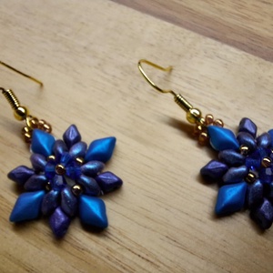 Havasi gyopár fülbevaló (kék) - ékszer - fülbevaló - lógó fülbevaló - Meska.hu