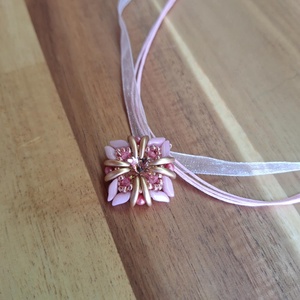 Négyzet medál (rózsaszín-arany) - ékszer - nyaklánc - medál - Meska.hu