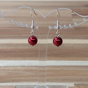 Tekla fülbevaló 25. (bordó), Ékszer, Fülbevaló, Lógó fülbevaló, Ékszerkészítés, Gyöngyfűzés, gyöngyhímzés, MESKA