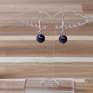 Tekla fülbevaló 22. (sötét padlizsán), Ékszer, Fülbevaló, Lógó fülbevaló, Ékszerkészítés, Gyöngyfűzés, gyöngyhímzés, MESKA