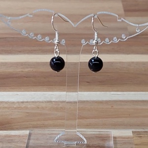 Tekla fülbevaló 20. (fekete), Ékszer, Fülbevaló, Lógó fülbevaló, Ékszerkészítés, Gyöngyfűzés, gyöngyhímzés, MESKA