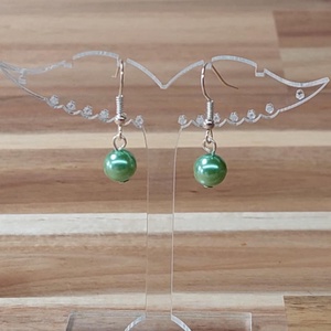 Tekla fülbevaló 11. (világoszöld), Ékszer, Fülbevaló, Lógó fülbevaló, Ékszerkészítés, Gyöngyfűzés, gyöngyhímzés, MESKA