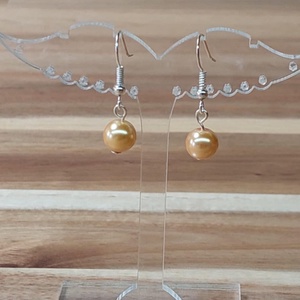 Tekla fülbevaló 6. (arany), Ékszer, Fülbevaló, Lógó fülbevaló, Ékszerkészítés, Gyöngyfűzés, gyöngyhímzés, MESKA