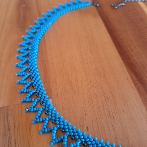 Cakkos gyöngyszalag (világoskék), Ékszer, Nyaklánc, Nyakpánt, gallér, Ékszerkészítés, Gyöngyfűzés, gyöngyhímzés, MESKA
