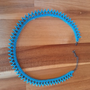 Cakkos gyöngyszalag (világoskék) - ékszer - nyaklánc - nyakpánt, gallér - Meska.hu