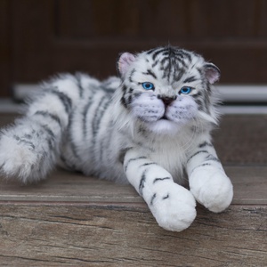 Élethű fehér tigris plüss állat, művész plüss tigris - Meska.hu
