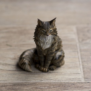 Élethű Maine Coon macska figura, 13 cm - művészet - makett, modell - Meska.hu