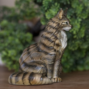 Élethű Maine Coon macska figura, 13 cm - művészet - makett, modell - Meska.hu