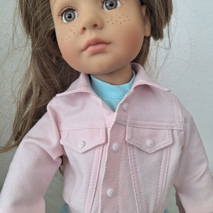 Babaruha 46-50 cm magas Götz babára RÓZSASZÍN FARMER DZSEKI - Meska.hu