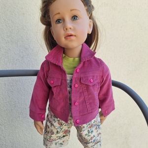Babaruha 46-50 cm magas Götz babára PINK FARMER DZSEKI  - Meska.hu