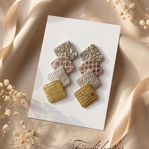 Alkalmi fülbevaló, geometrikus, Ékszer, Fülbevaló, Lógó fülbevaló, Bőrművesség, Ékszerkészítés, MESKA