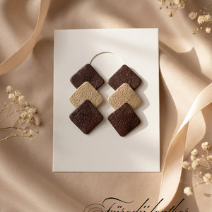 Arany és sötét bordó fülbevaló - Meska.hu