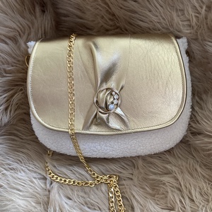 Női crossbody valódi bőr+sherpa - Meska.hu