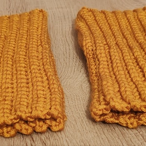 Kesztyű - Kézi kötésű ujjatlan mustársága - ruha & divat - sál, sapka, kendő - kesztyű - Meska.hu